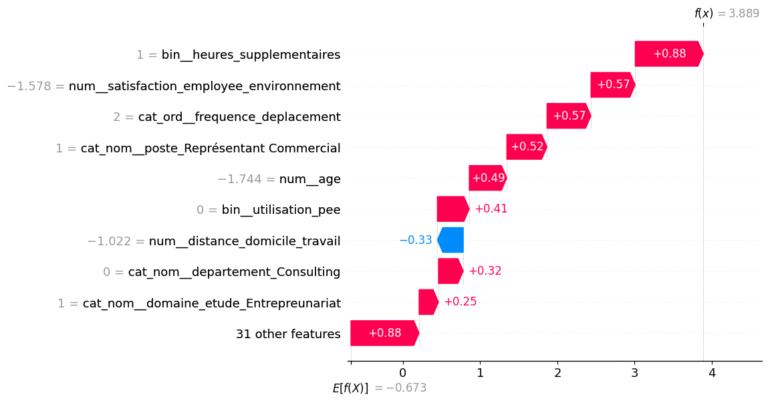 Identification des causes d'attrition interpretationlocale shap
